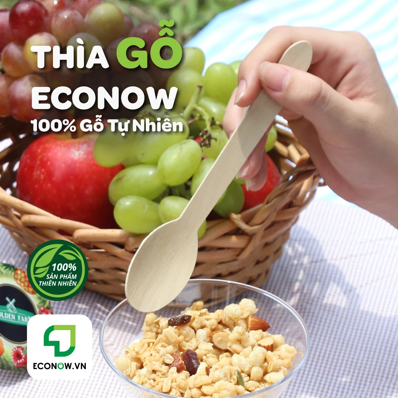 Thìa gỗ dùng 1 lần Econow